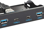 USB HUB 2x Typ A 3.0 und 2x Typ C 3.1 Panel Mount zum Motherboard 20poliges Anschlusskabel für 3,5"-Diskettenschacht | System-S