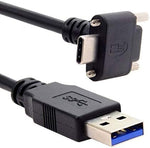 USB 3.1 Kabel 8 m Typ C Stecker zu 3.0 Typ A Stecker Schraube Winkel Schwarz | System-S