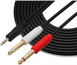3.5mm Klinke AUX TRS (male) auf Dual 6.35 mm Mono Stecker Stereo Audio Splitter Kabel | System-S