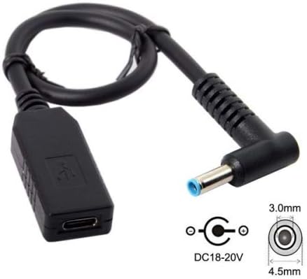 USB 3.1 Kabel 23cm Typ C Buchse zu DC 20V 4,5 x 3,0 mm Stecker Ladekabel | System-S