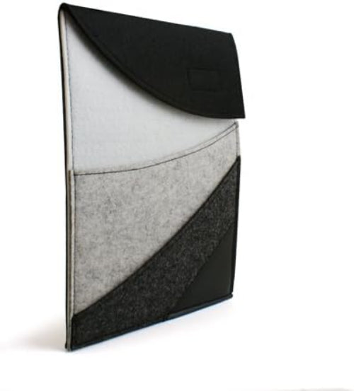 Kunst Filz Tasche Hülle Sleeve in Schwarz Grau für 10 Zoll Tablets | System-S