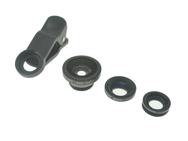 3 in 1 Clip-On optische Fisheye Macro Weitwinkel Linse Objektiv für Smartphone Tablet Universal | System-S