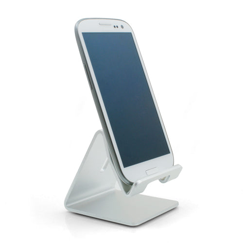 Metall Halter Ständer Stand in Silber für Handy Smartphone E-Book Reader Tablet PC | System-S