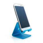 Metall Halter Ständer Stand in Blau für Handy Smartphone E-Book Reader Tablet PC | System-S