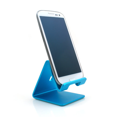 Metall Halter Ständer Stand in Blau für Handy Smartphone E-Book Reader Tablet PC | System-S