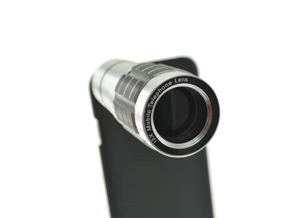 12x Teleskop Teleobjektiv Zoom Linse mit Hartschale Case Hülle und Mini Tripod Stativ für iPhone 6 | System-S