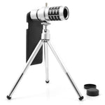 12x Teleskop Teleobjektiv Zoom Linse mit Hartschale Case Hülle und Mini Tripod Stativ für iPhone 6 | System-S