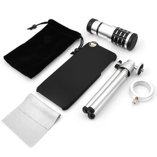 12x Teleskop Teleobjektiv Zoom Linse mit Hartschale Case Hülle und Mini Tripod Stativ für iPhone 6 | System-S