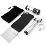 12x Teleskop Teleobjektiv Zoom Linse mit Hartschale Case Hülle und Mini Tripod Stativ für iPhone 6 | System-S