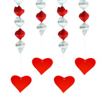 Swirldeko Herz 80 cm 4 Stück |  Rot-Silber