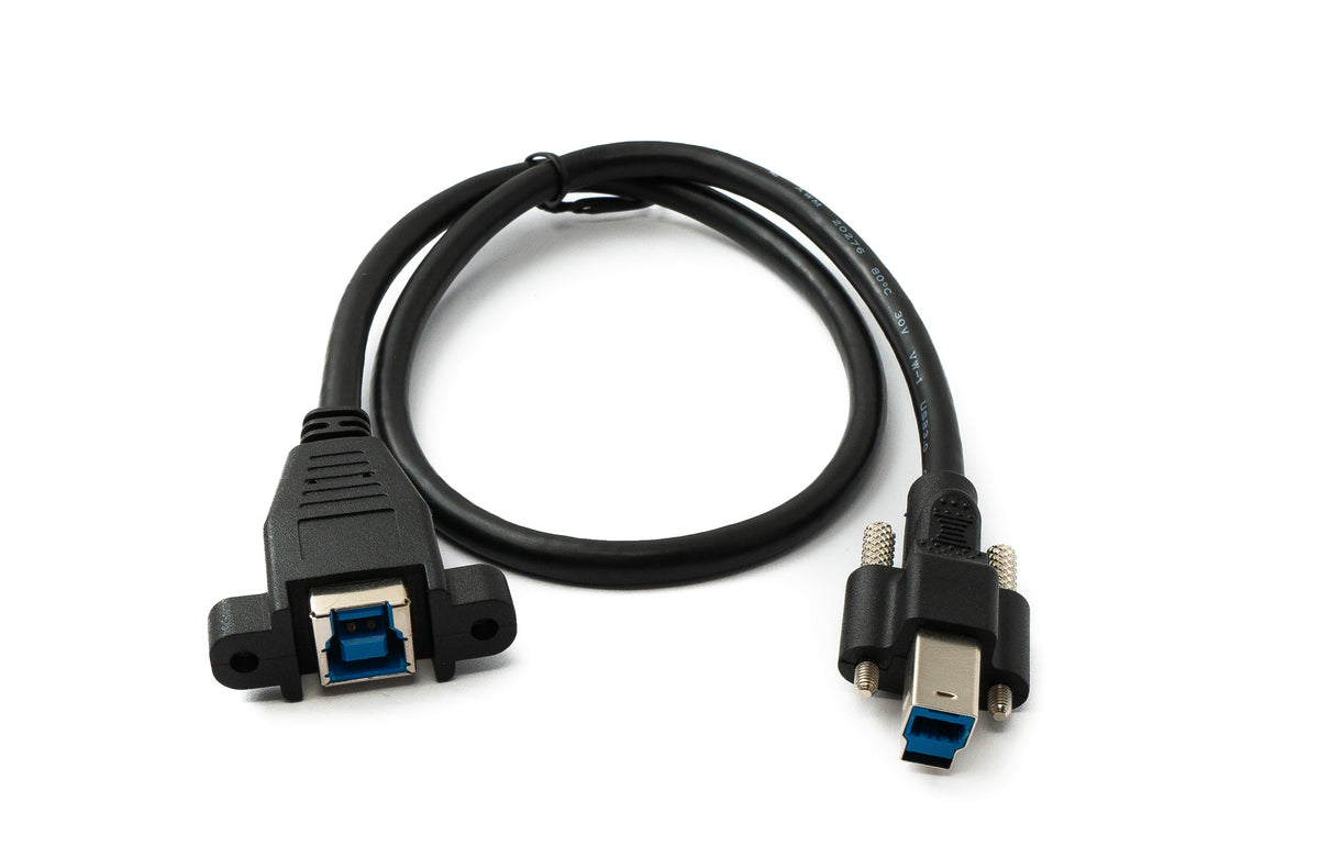 USB 3.0 Kabel 50 cm Typ B Stecker zu Buchse Schraube in Schwarz | System-S