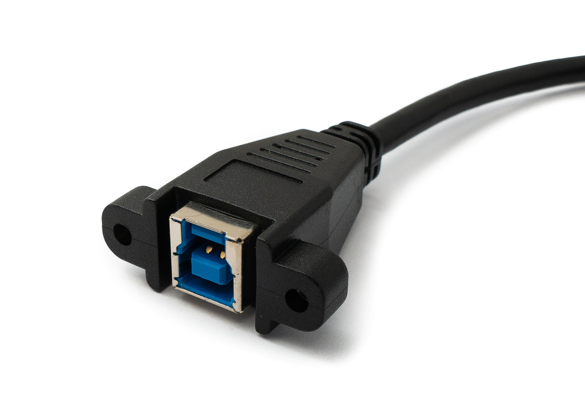 USB 3.0 Kabel 50 cm Typ B Stecker zu Buchse Schraube in Schwarz | System-S