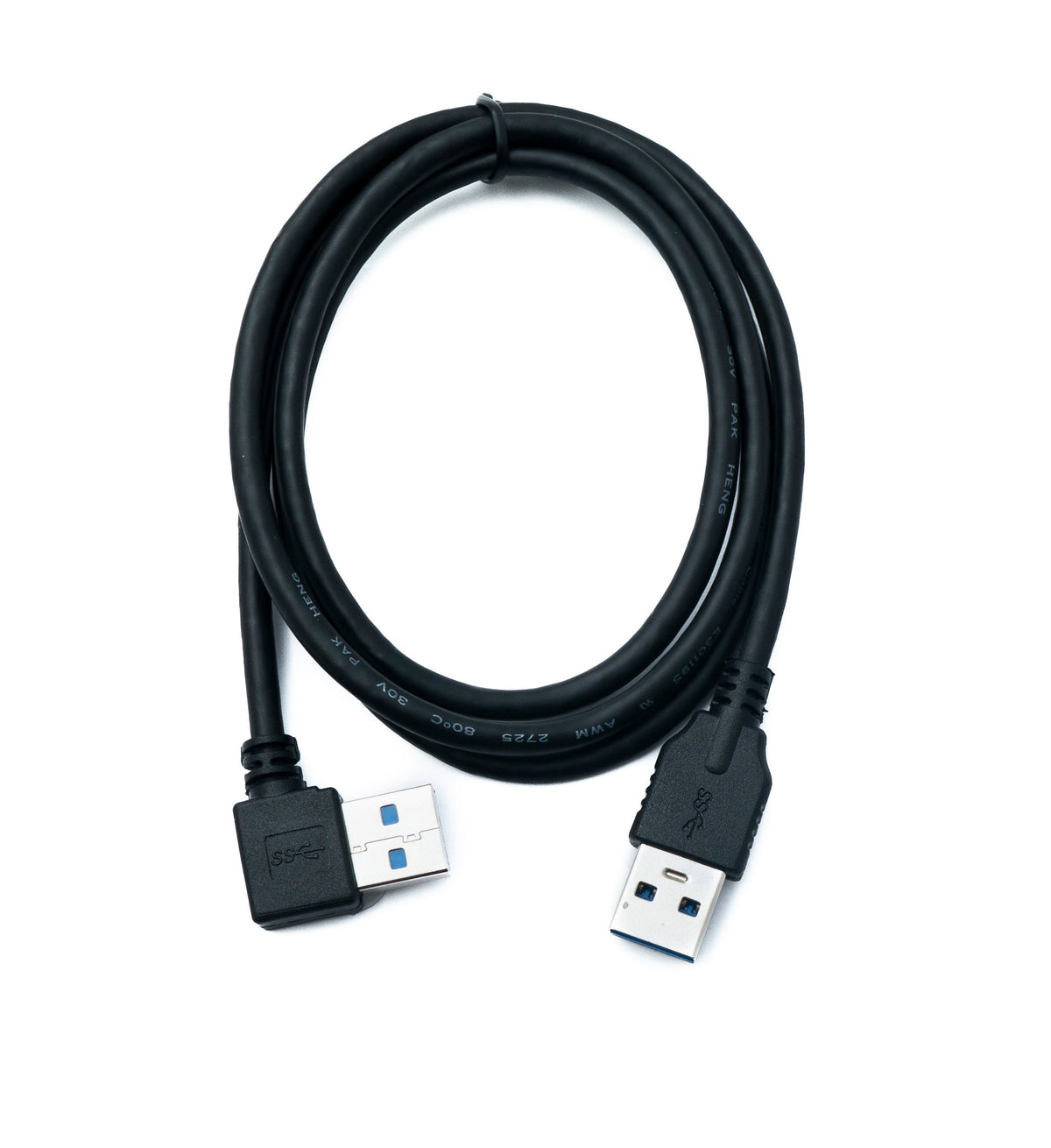 USB 3.0 Kabel 100 cm Typ A Stecker zu Stecker Adapter Winkel in Schwarz | System-S