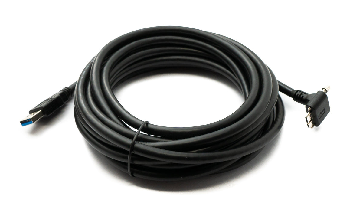 USB 3.0 Kabel 5 m Typ A Stecker zu 3.0 Micro B Stecker Winkel Schraube | System-S