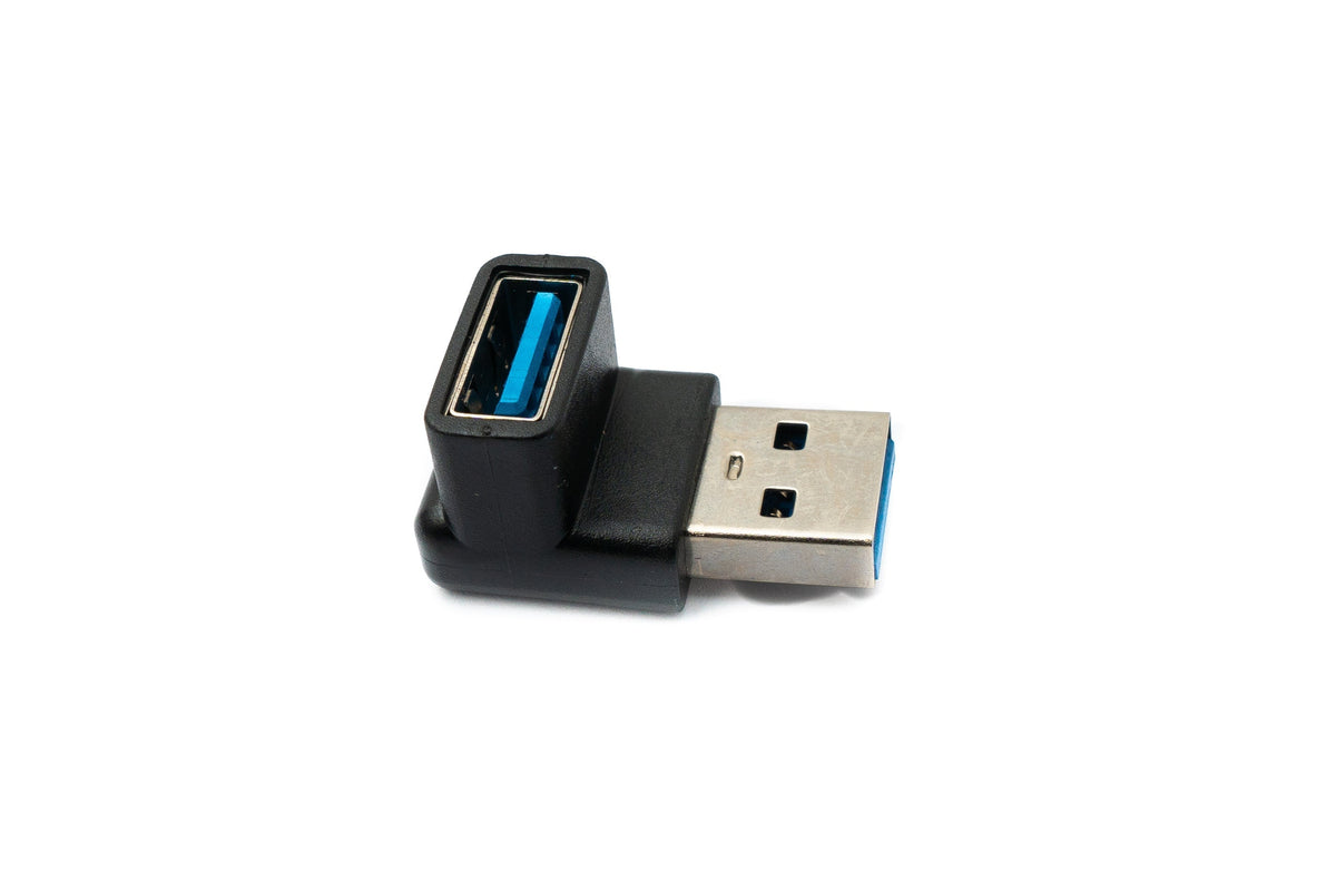 USB 3.0 Gen 2 Adapter Typ A Stecker zu Buchse Winkel Kabel in Schwarz | System-S