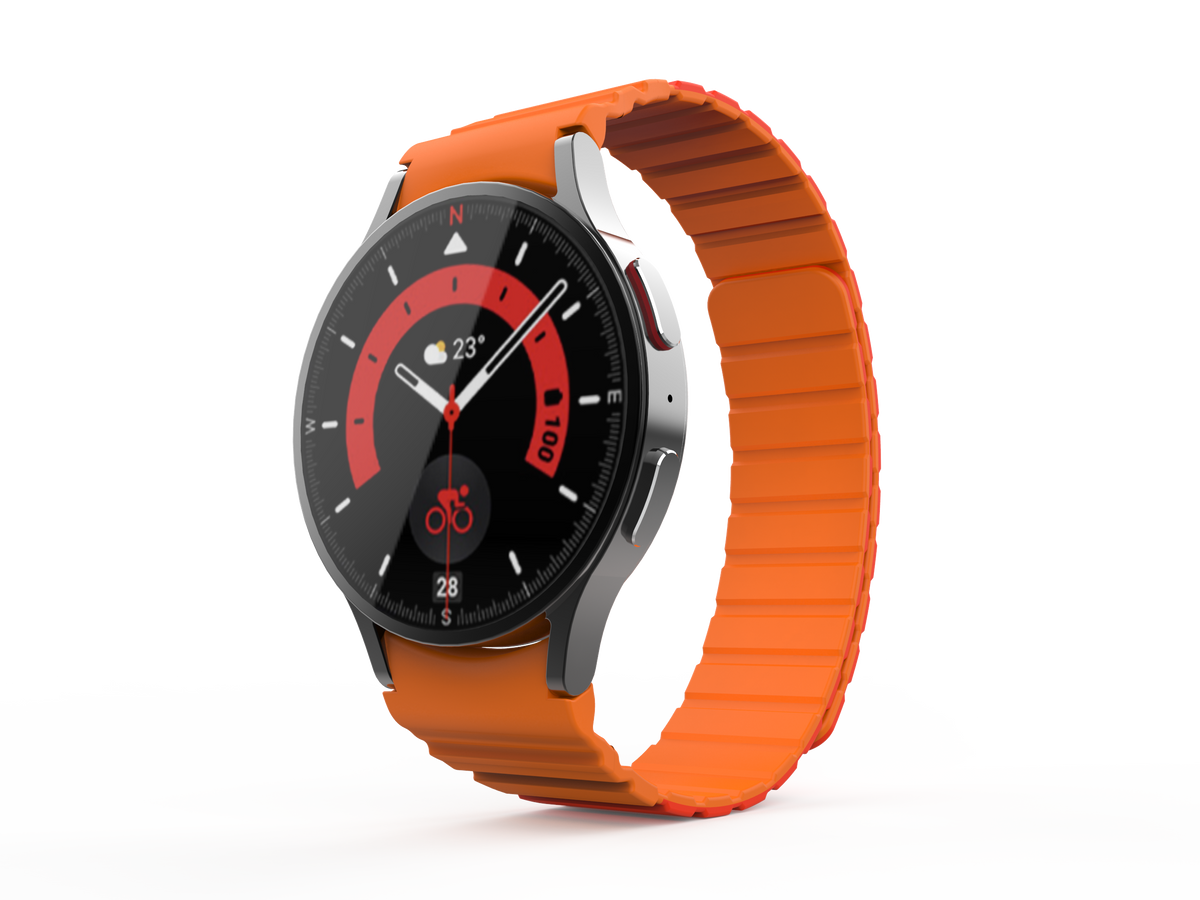 Armband 20 mm aus Silikon magnetisch für Samsung Galaxy Watch 5 4 in Rot | System-S