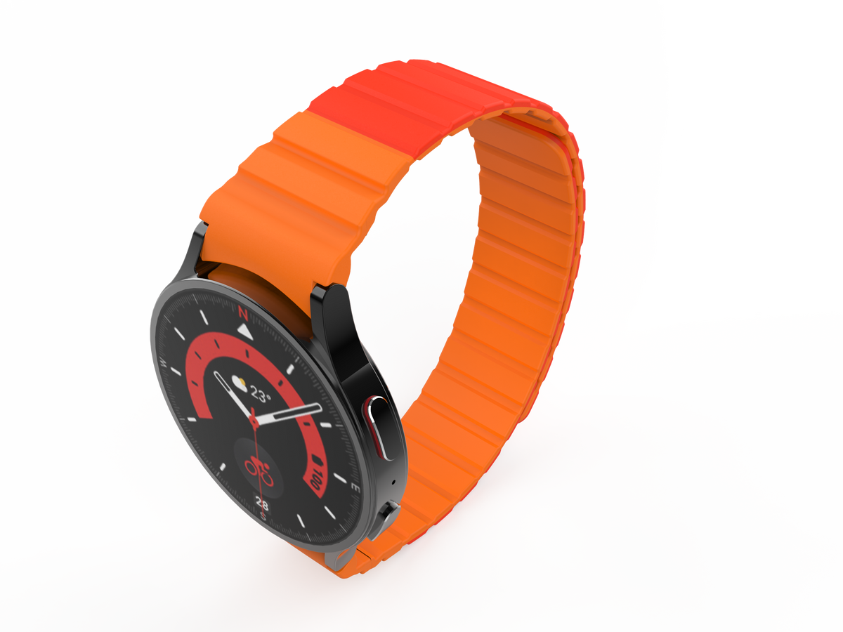 Armband 20 mm aus Silikon magnetisch für Samsung Galaxy Watch 5 4 in Rot | System-S