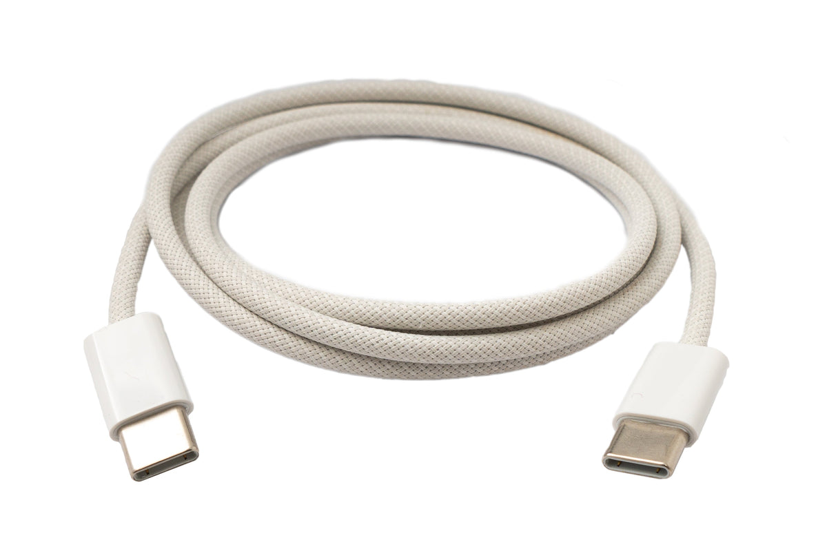 USB 3.1 Typ C Kabel 100 cm Stecker zu Stecker 5 Gbit/s geflochten Weiß | System-S