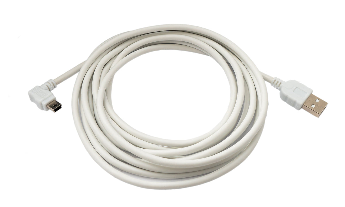 USB 2.0 Kabel 3 m Typ A Stecker zu Mini B Stecker Winkel 5V in Weiß | System-S