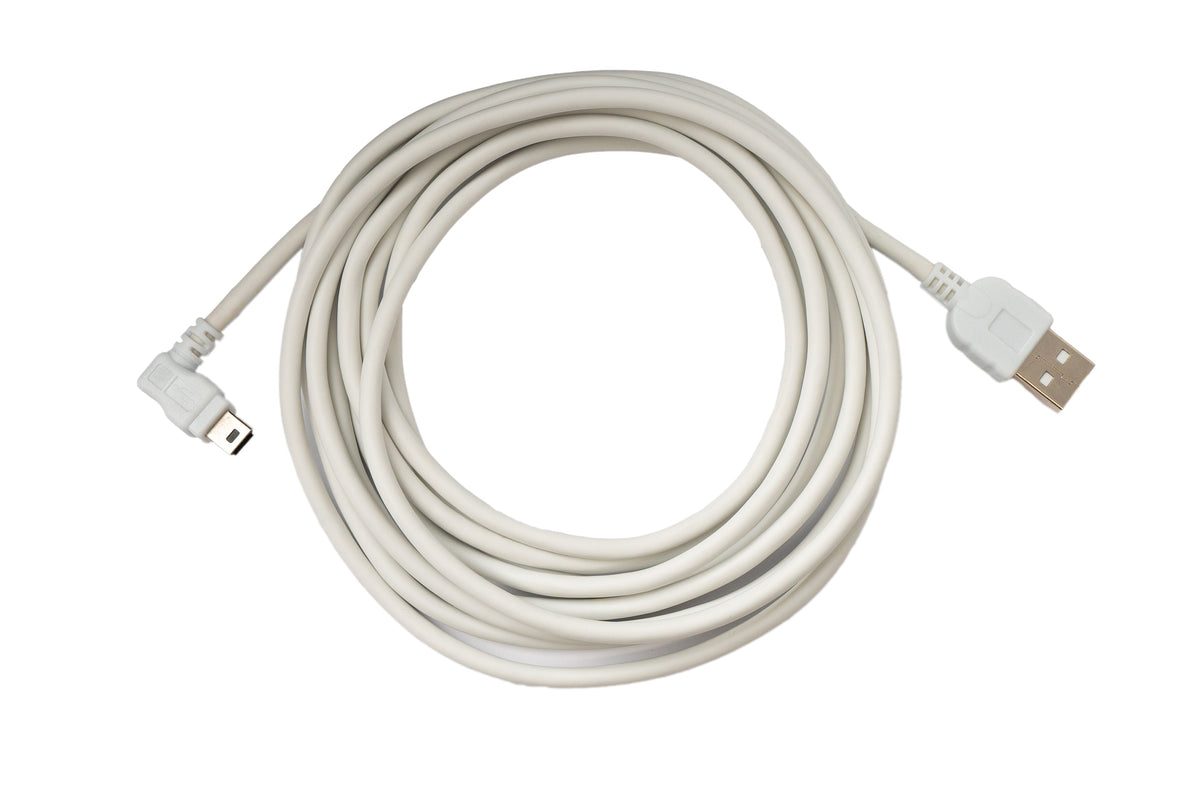 USB 2.0 Kabel 3 m Typ A Stecker zu Mini B Stecker Winkel 5V in Weiß | System-S