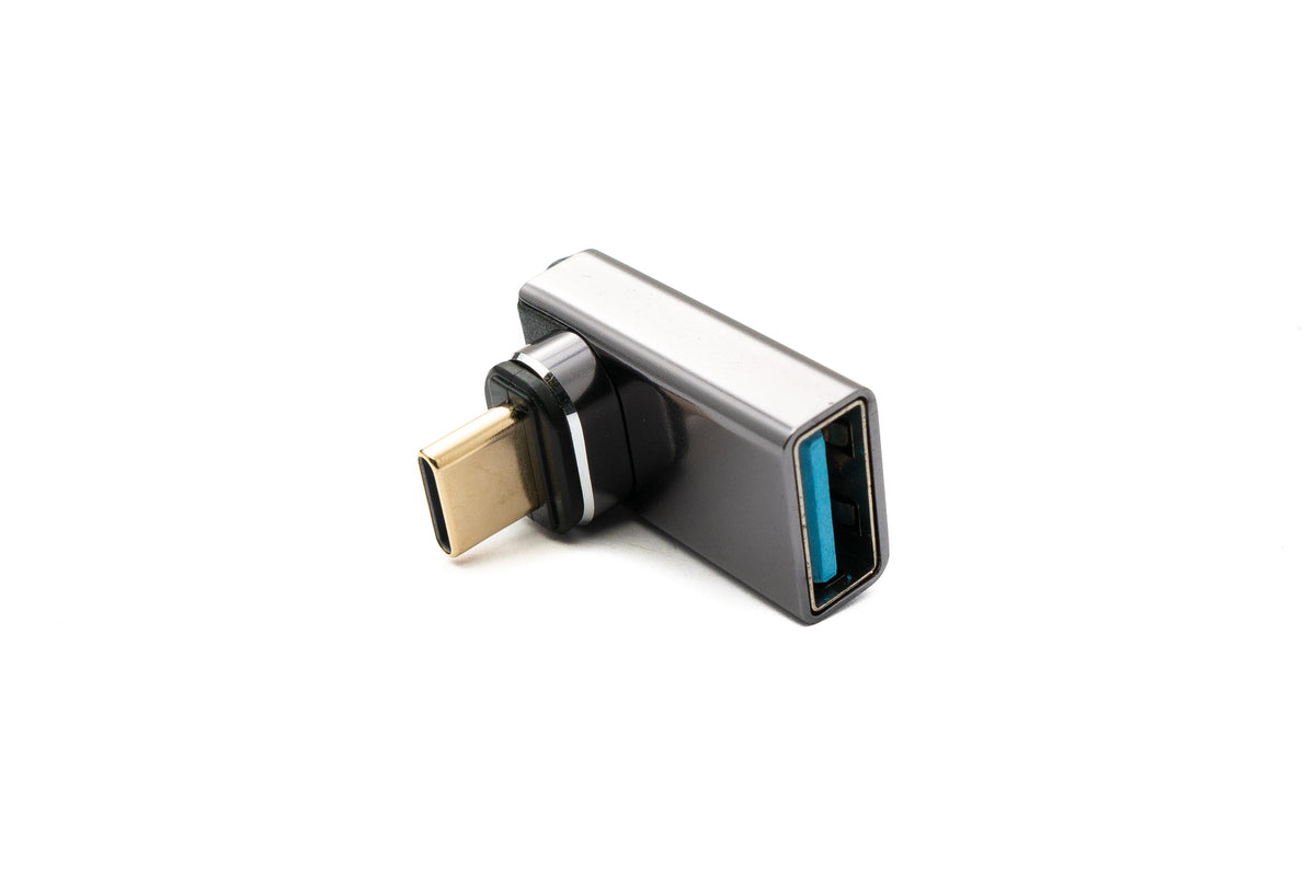 USB 3.1 Gen 2 Typ C Adapter Stecker zu A Buchse Winkel Kabel 10 Gbit/s 100W in Schwarz | System-S