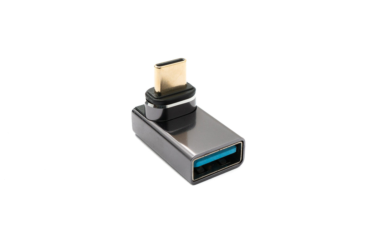 USB 3.1 Gen 2 Typ C Adapter Stecker zu A Buchse Winkel Kabel 10 Gbit/s 100W in Schwarz | System-S