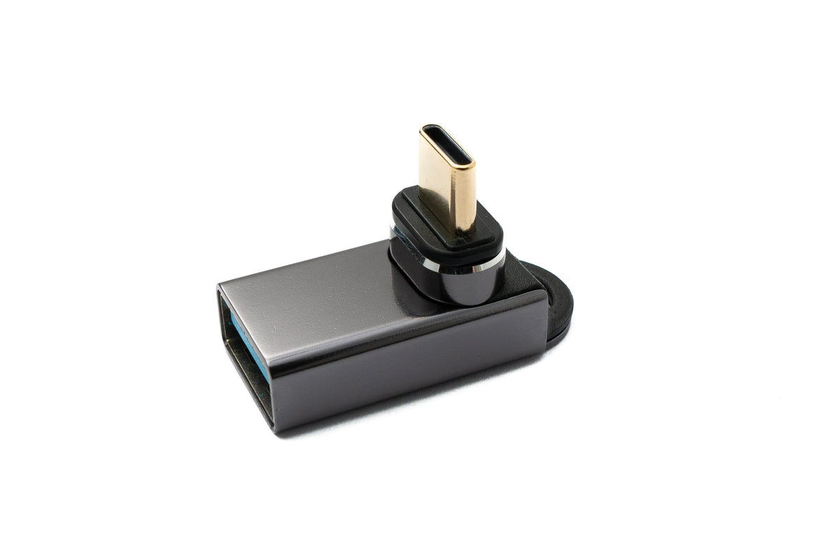 USB 3.1 Gen 2 Typ C Adapter Stecker zu A Buchse Winkel Kabel 10 Gbit/s 100W in Schwarz | System-S