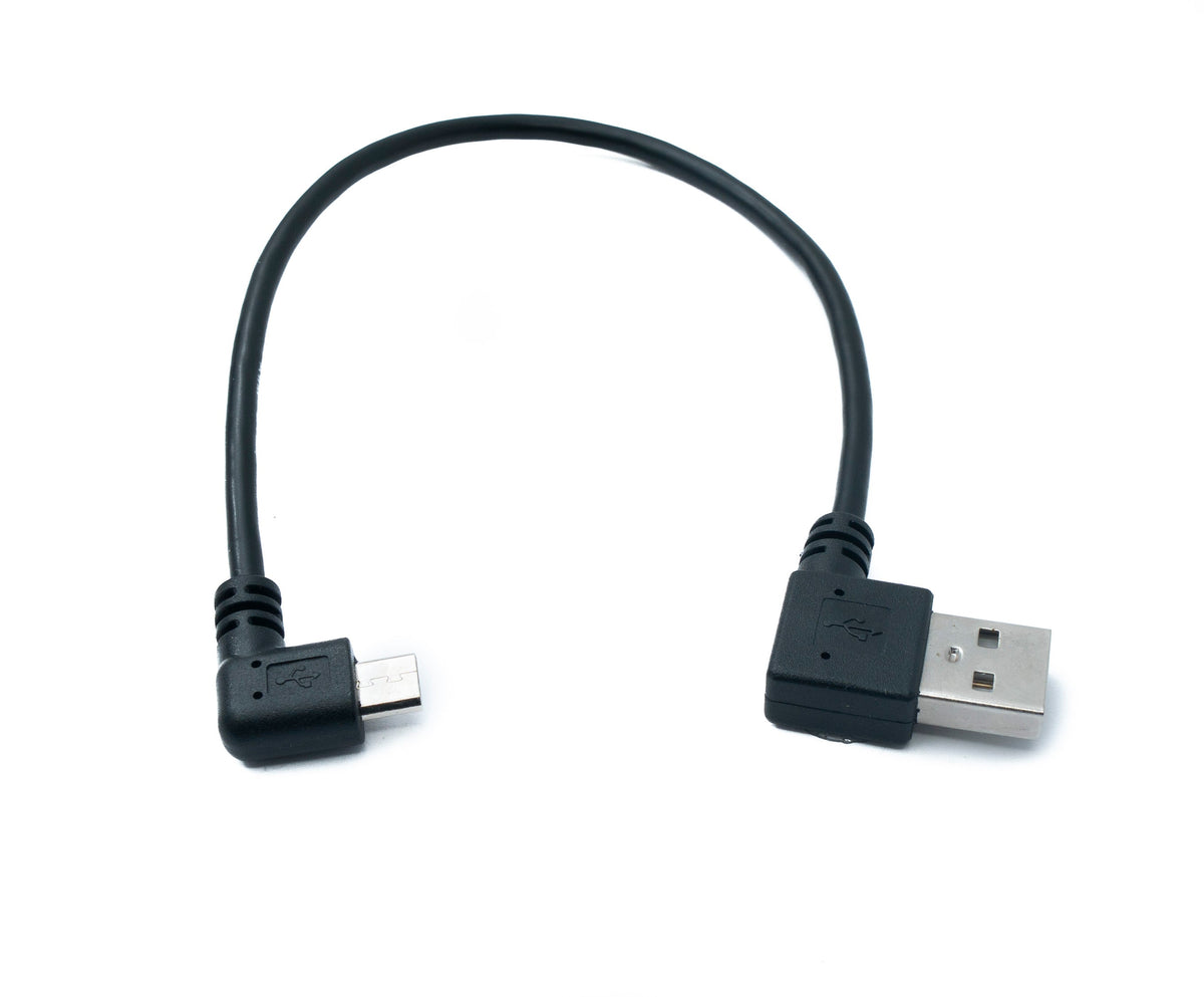 USB 2.0 Kabel 20 cm Micro B Stecker zu Typ A Stecker Left Angled Winkel | System-S
