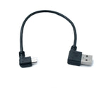 USB 2.0 Kabel 20 cm Micro B Stecker zu Typ A Stecker Left Angled Winkel | System-S