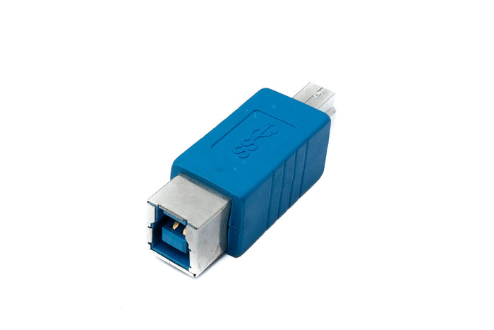 USB 3.0 Adapter Typ B Stecker zu Buchse Kabel 5 Gbit/s 100W in Blau | System-S