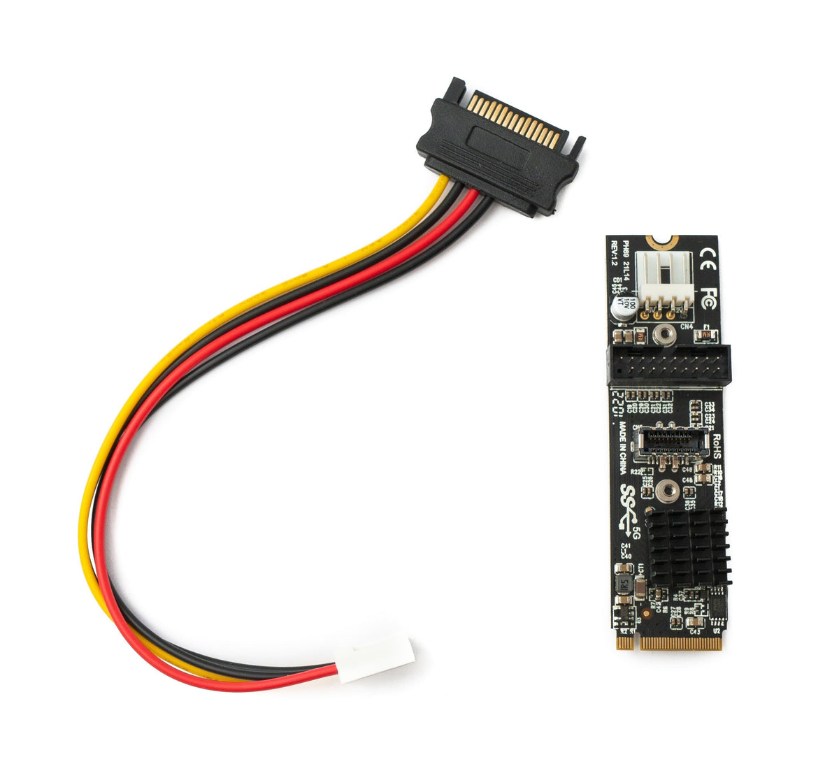 NVME Kabel 20 cm M-key NGFF Stecker zu USB 3.1 & 2.0 Front Panel Typ E Buchse | System-S