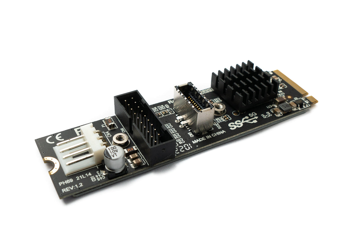 NVME Kabel 20 cm M-key NGFF Stecker zu USB 3.1 & 2.0 Front Panel Typ E Buchse | System-S