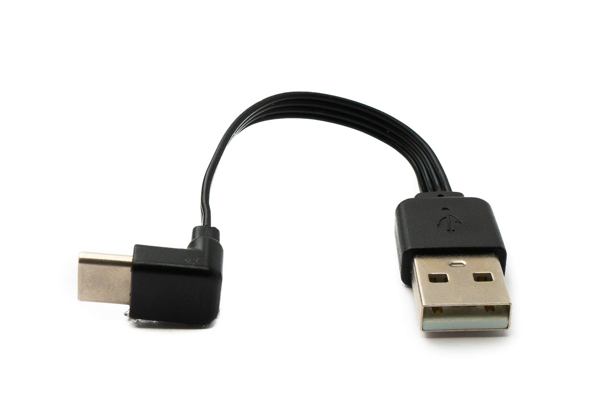 USB 3.1 Kabel 13 cm Typ C Stecker zu 2.0 Typ A Stecker Winkel flach Schwarz | System-S