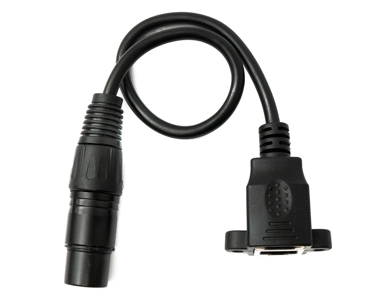 LAN Kabel 30 cm RJ45 Buchse zu XLR 3 Pin Buchse Schraube in Schwarz | System-S