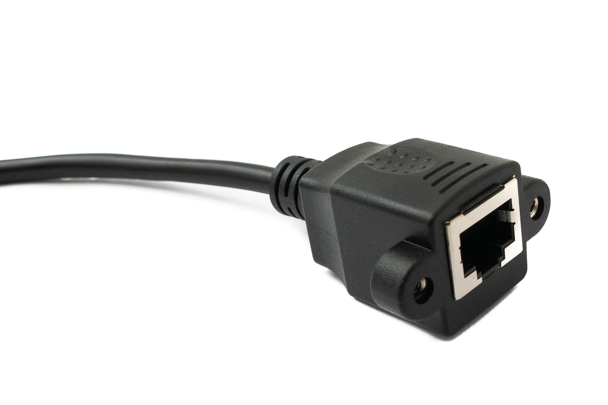 LAN Kabel 30 cm RJ45 Buchse zu XLR 3 Pin Buchse Schraube in Schwarz | System-S
