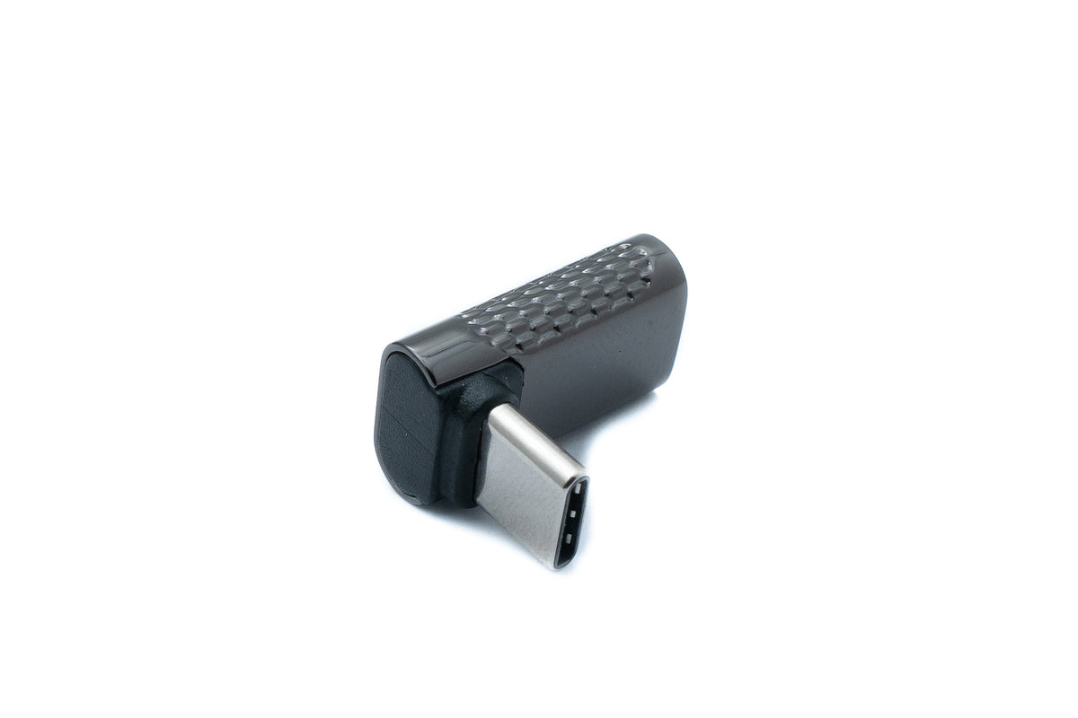 USB 3.2 Gen 2 Adapter Typ C Stecker zu Buchse Winkel Kabel in Grau | System-S