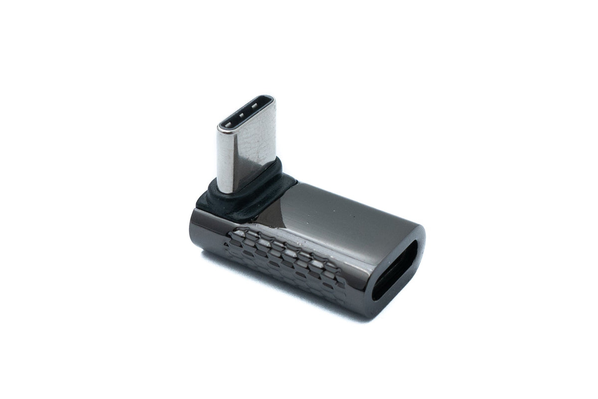 USB 3.2 Gen 2 Adapter Typ C Stecker zu Buchse Winkel Kabel in Grau | System-S