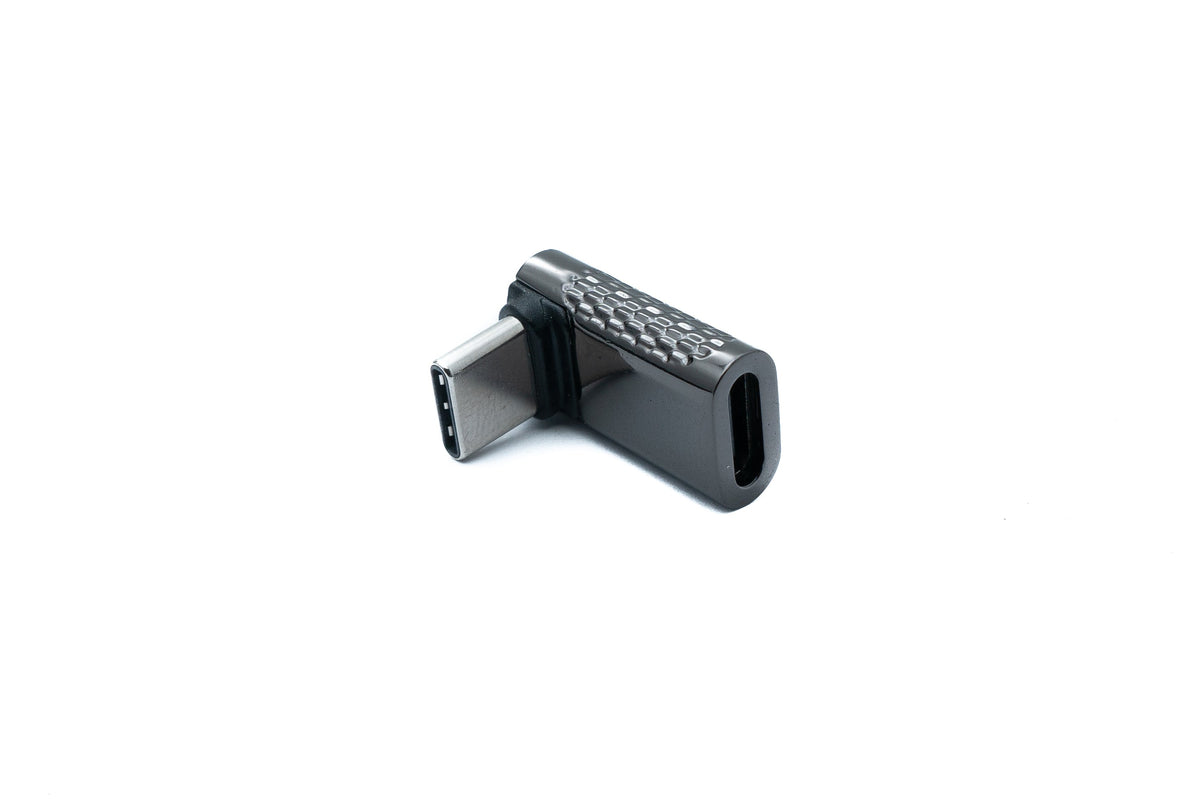 USB 3.2 Gen 2 Adapter Typ C Stecker zu Buchse Winkel Kabel in Grau | System-S