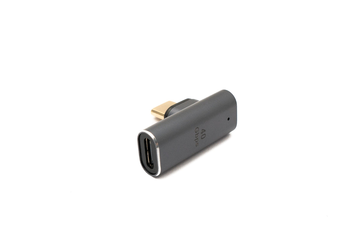 USB4 USB Adapter Typ C Stecker zu Buchse 100W 40 Gbit/s USB 4.0 Winkel Kabel in Grau | System-S