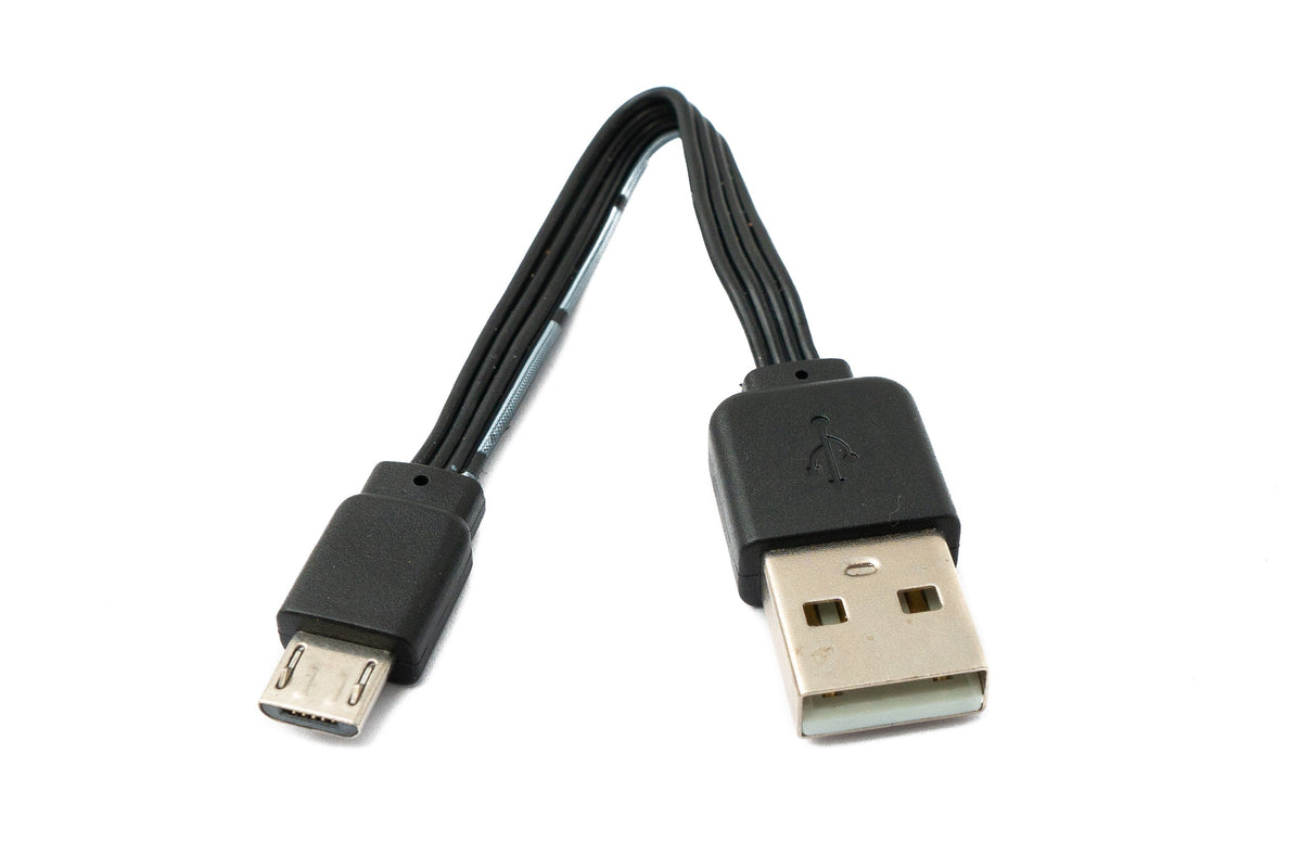 USB 2.0 Kabel 13 cm Micro B Stecker zu Typ A Stecker kurz flach Schwarz | System-S