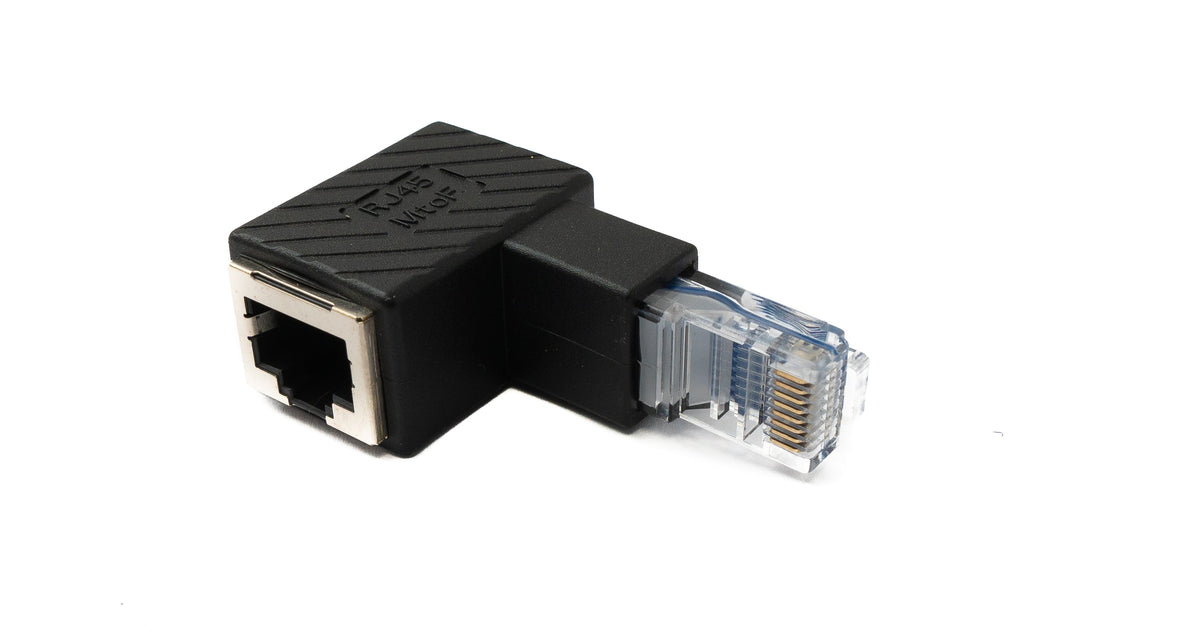 LAN Adapter RJ45 Stecker zu Buchse Winkel Ethernetadapter Kabel in Schwarz | System-S