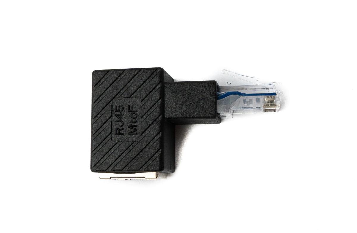 LAN Adapter RJ45 Stecker zu Buchse Winkel Ethernetadapter Kabel in Schwarz | System-S