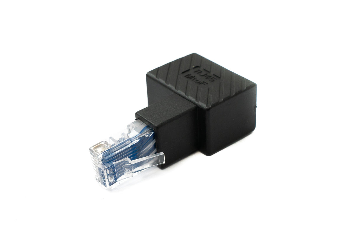 LAN Adapter RJ45 Stecker zu Buchse Winkel Ethernetadapter Kabel in Schwarz | System-S