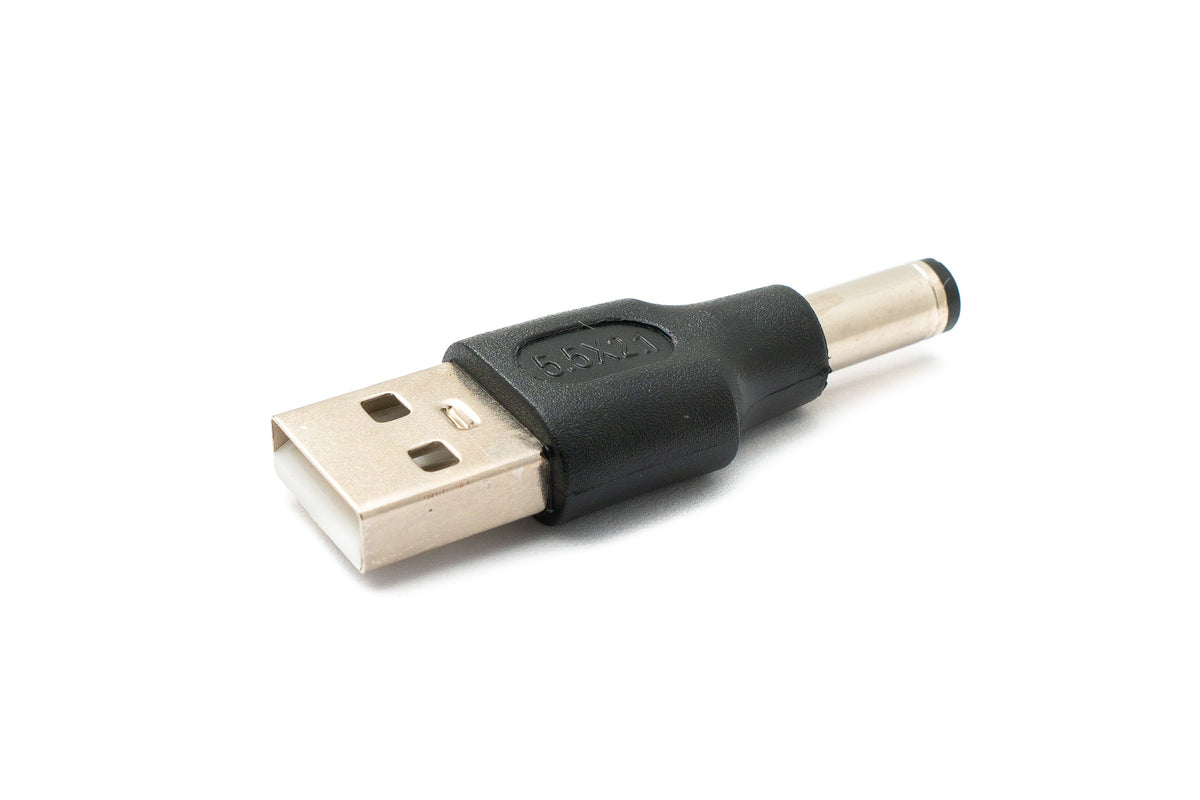 DC Adapter 20V 5,5 x 2,1 Stecker zu USB 2.0 Stecker Kabel in Schwarz | System-S