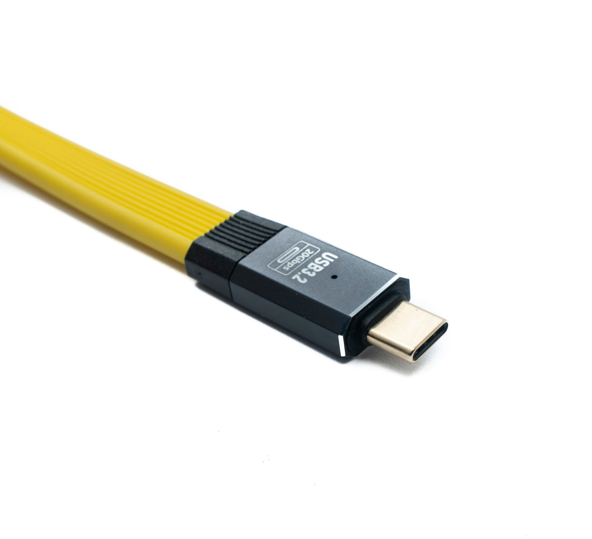 USB 3.2 Gen 2 Kabel 20 cm Typ C Stecker zu Stecker Flachkabel Gelb 20 Gbit/s 100 W | System-S