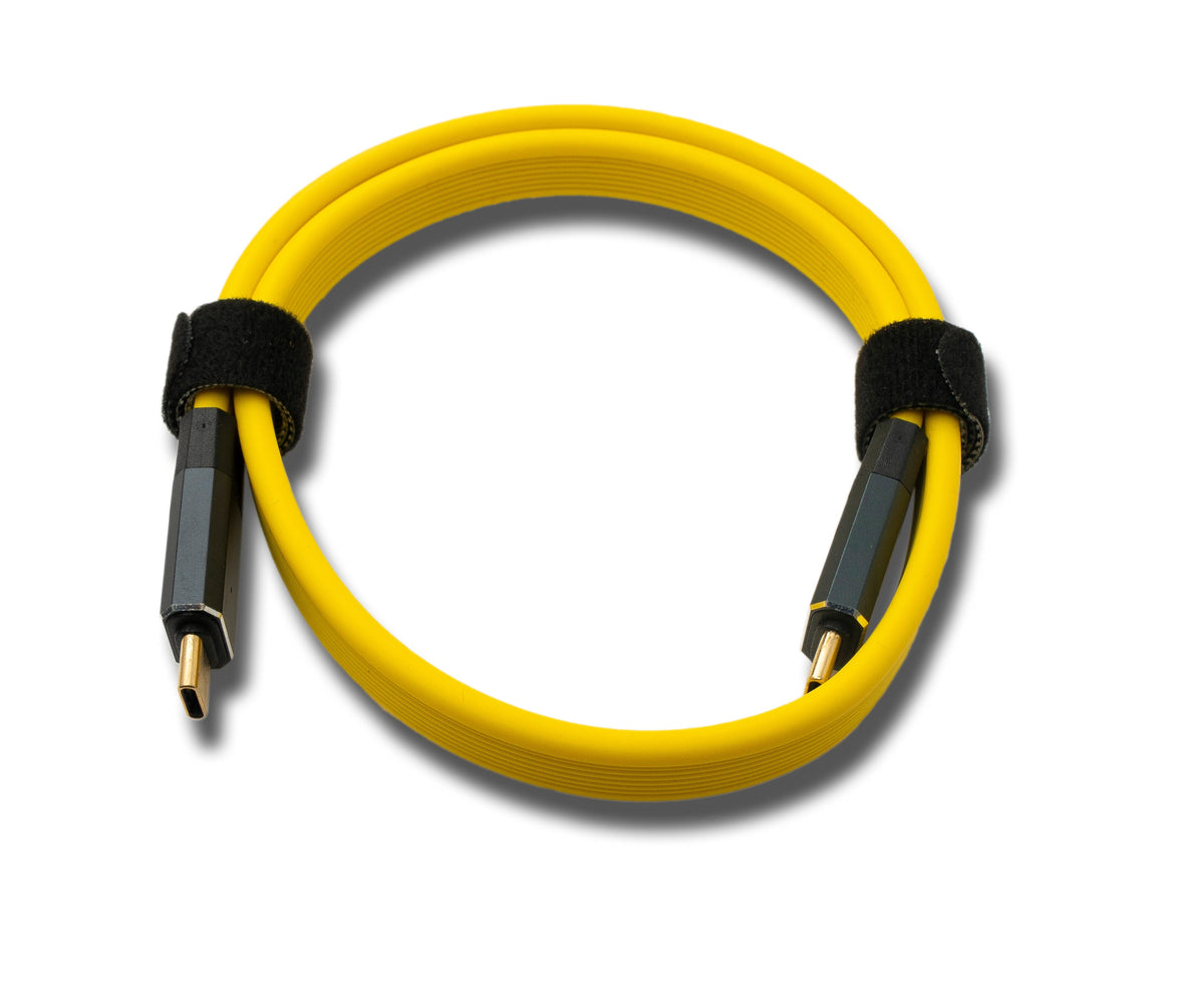 USB 3.2 Gen 2 Kabel 50 cm Typ C Stecker zu Stecker Flachkabel Gelb 20 Gbit/s 100 W | System-S