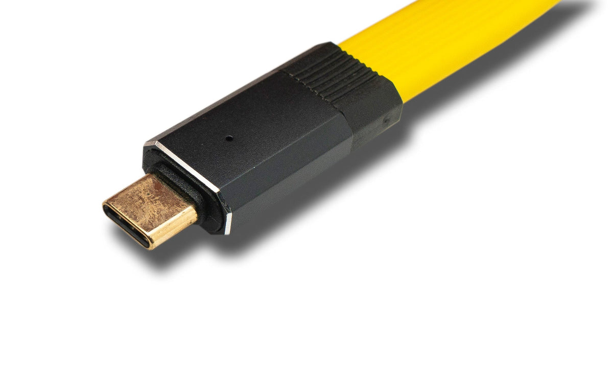 USB 3.2 Gen 2 Kabel 50 cm Typ C Stecker zu Stecker Flachkabel Gelb 20 Gbit/s 100 W | System-S