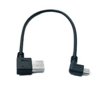 USB 2.0 Kabel 20 cm Micro B Stecker zu Typ A Stecker Left Right Angled Winkel | System-S