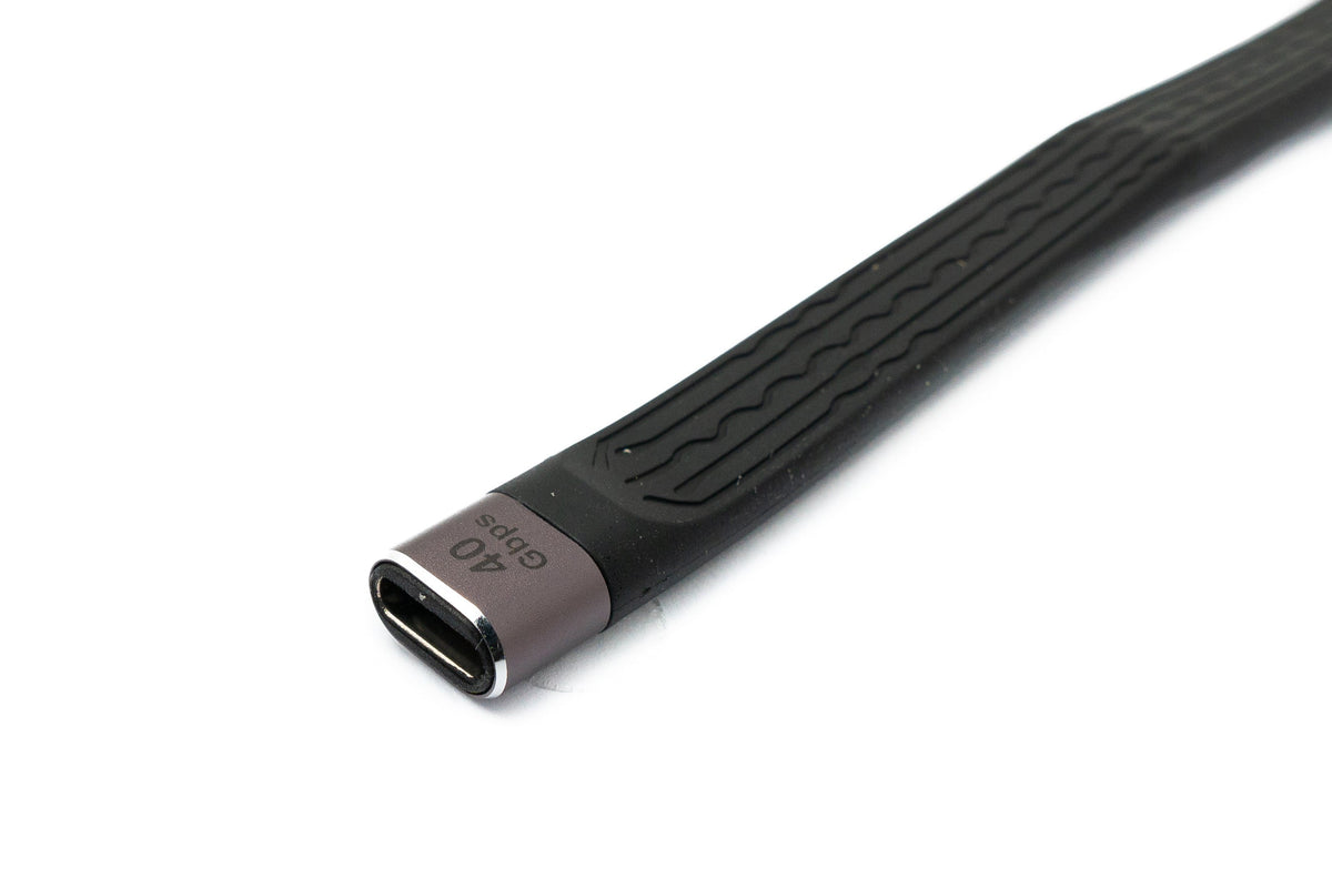 USB4 USB Kabel 13 cm Typ C Stecker zu Buchse 40 Gbit/s USB 4.0 flach in Schwarz | System-S