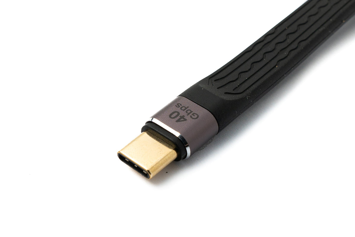 USB4 USB Kabel 13 cm Typ C Stecker zu Buchse 40 Gbit/s USB 4.0 flach in Schwarz | System-S
